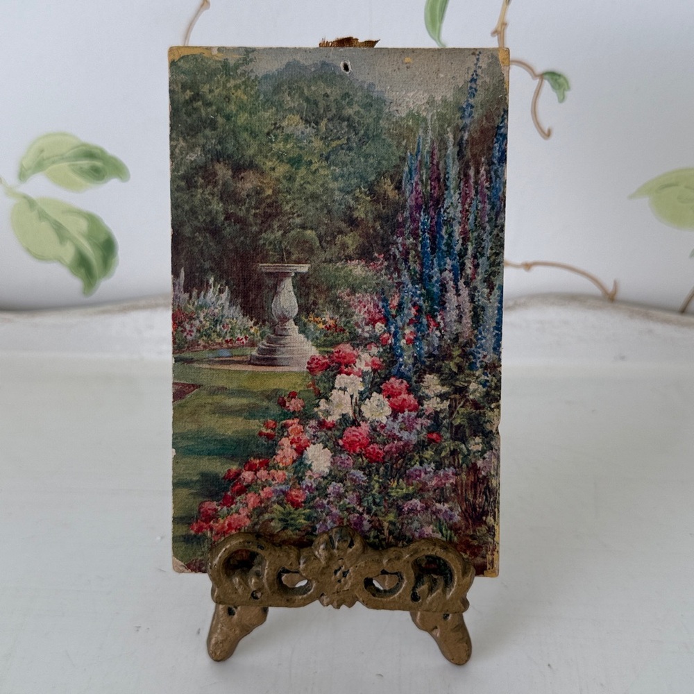 Vintage Garden Fountain Mini Artwork and Mini Easel. Made in England - Picture 16 of 16